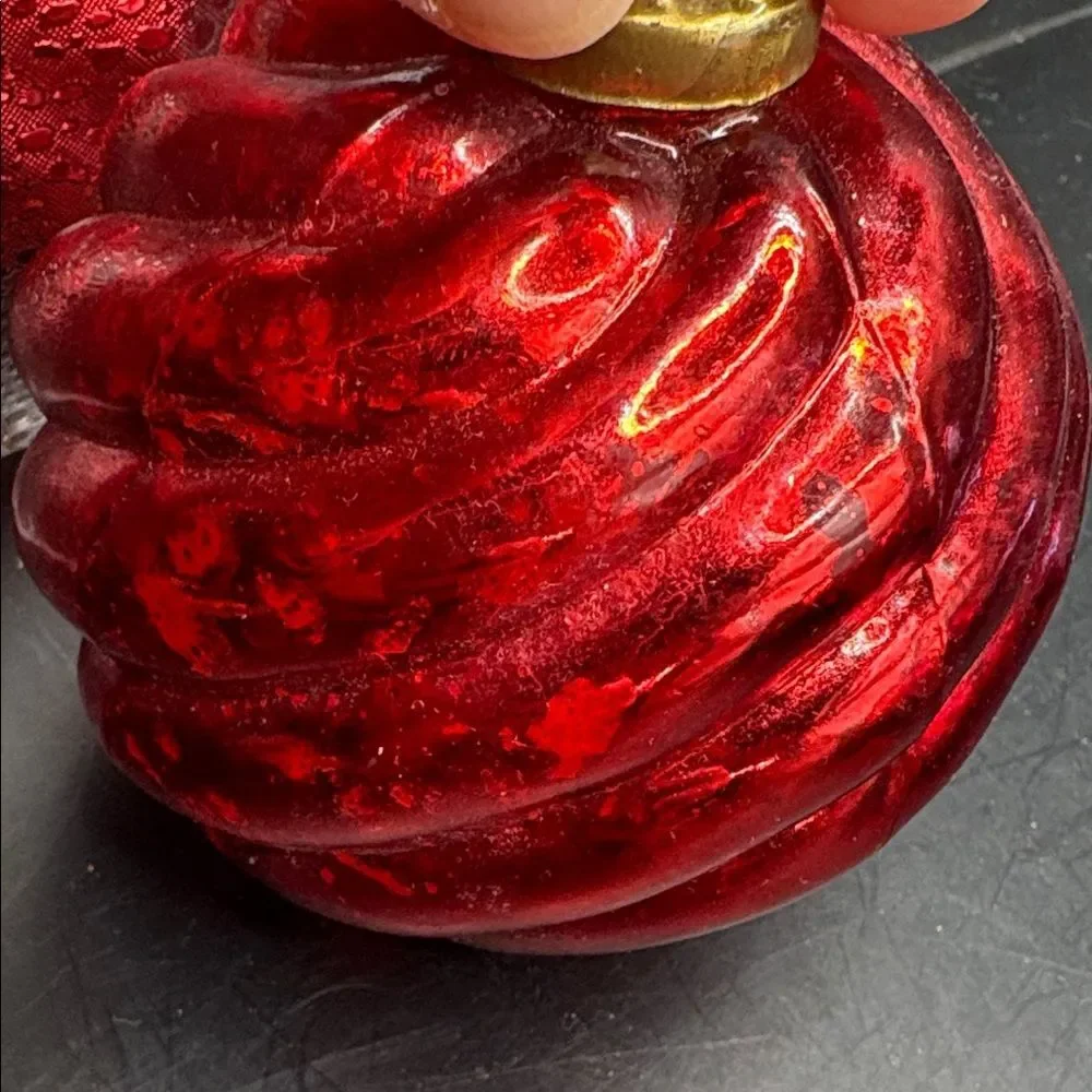 Vintage Red Swirl Glass Ornament